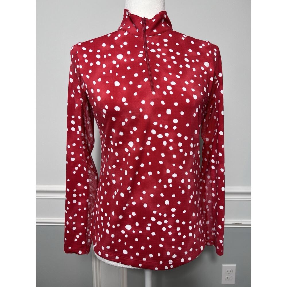 IBKUL Top 1/4 Zip-XS- Red White-Athleisure UPF 50+ Golf-Pickleball-Tennis-Travel